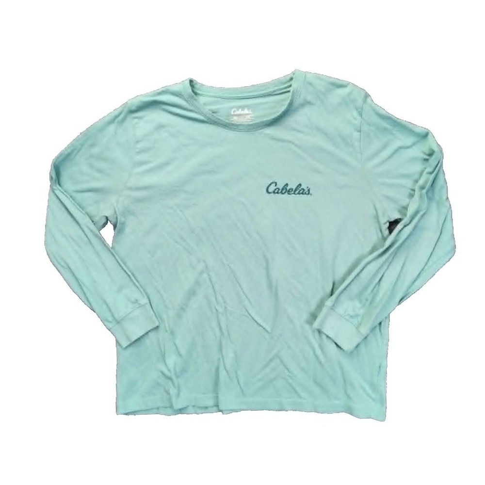 Cabelas Womens XXL Long‎ Sleeve Graphic T-Shirt Mint Green
